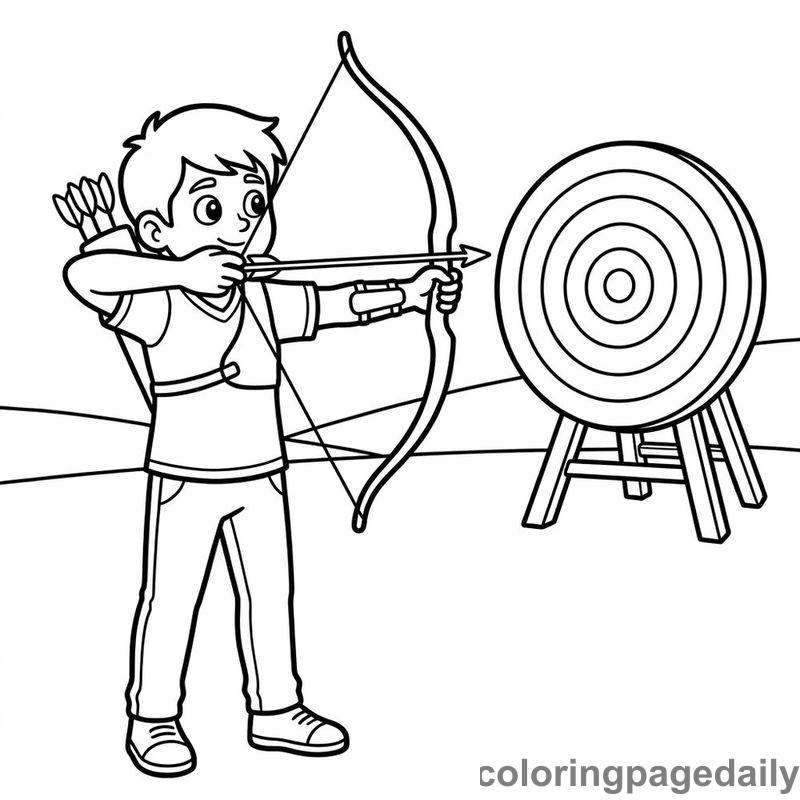 Archery Athlete Aiming Bow - Colored reference example