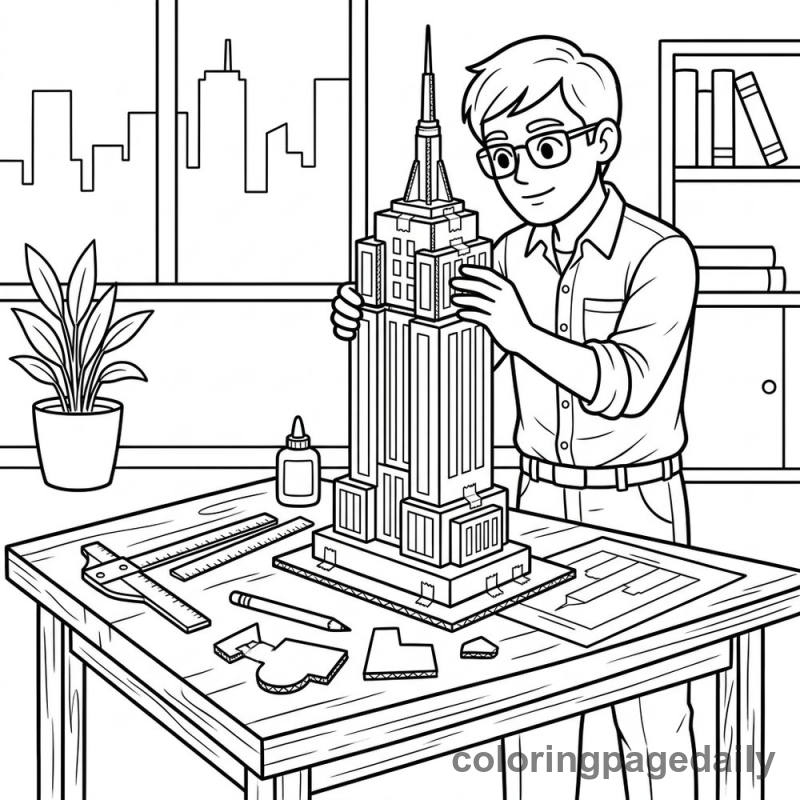 Architect Building Skyscraper Model - Colored reference example