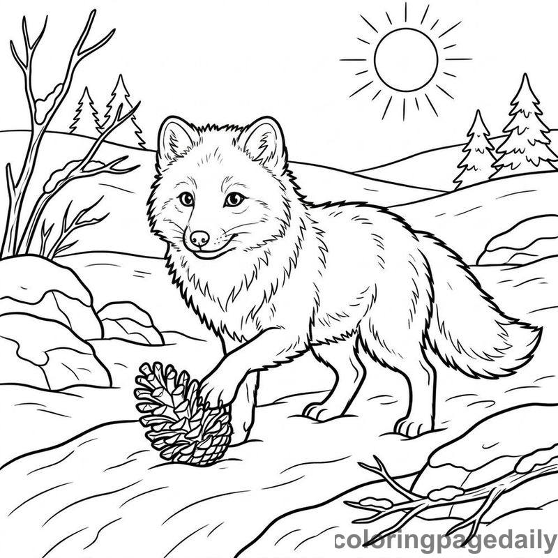 Arctic Fox Playing - Colored reference example