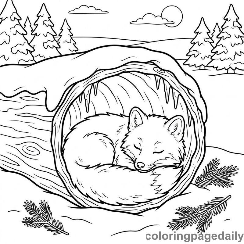 Arctic Fox Sleeping - Colored reference example