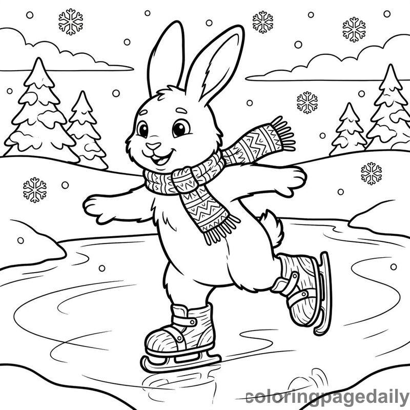 Arctic Hare Ice Skating - Colored reference example