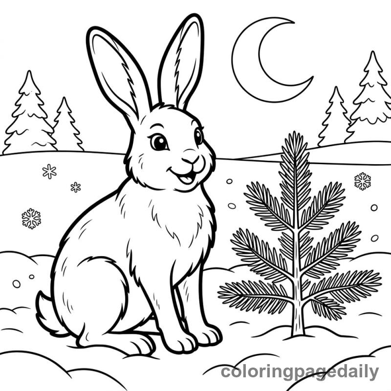 Arctic Hare in Snow - Colored reference example
