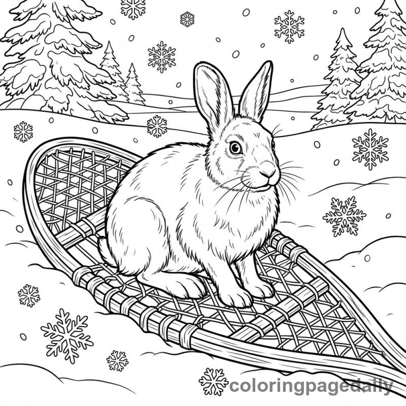 Arctic Hare In Snowshoe - Daily printable coloring page in Winter and Snow Season category