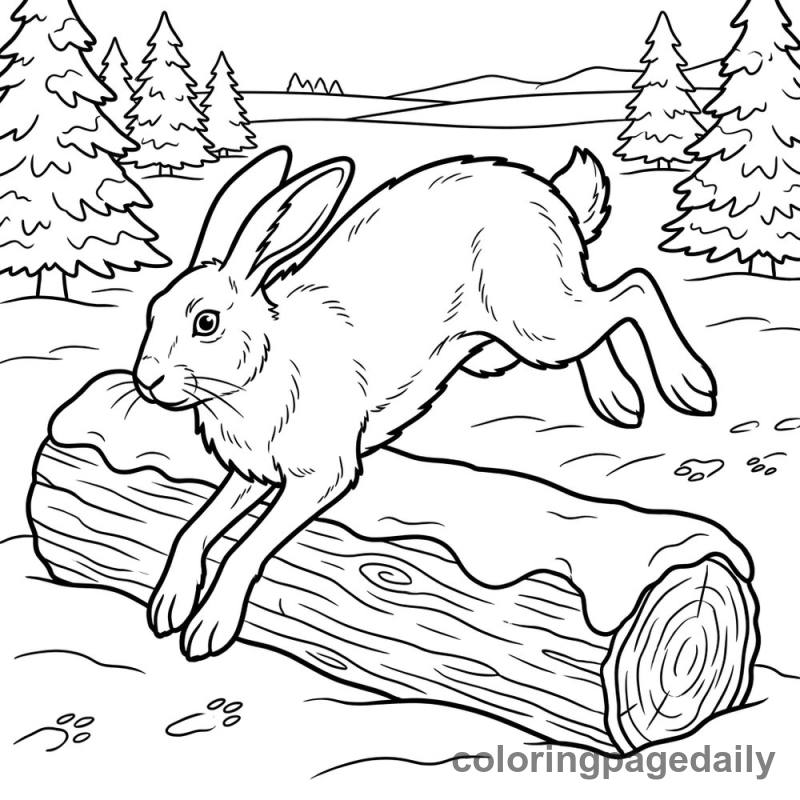 Arctic Hare Leaping - Colored reference example