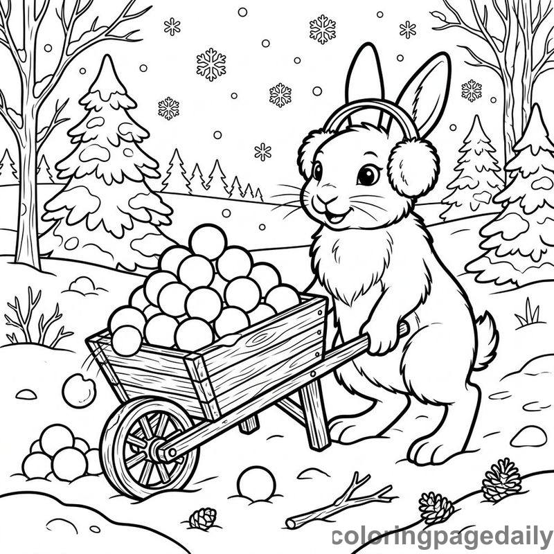 Arctic Hare Snowball Wheelbarrow - Colored reference example