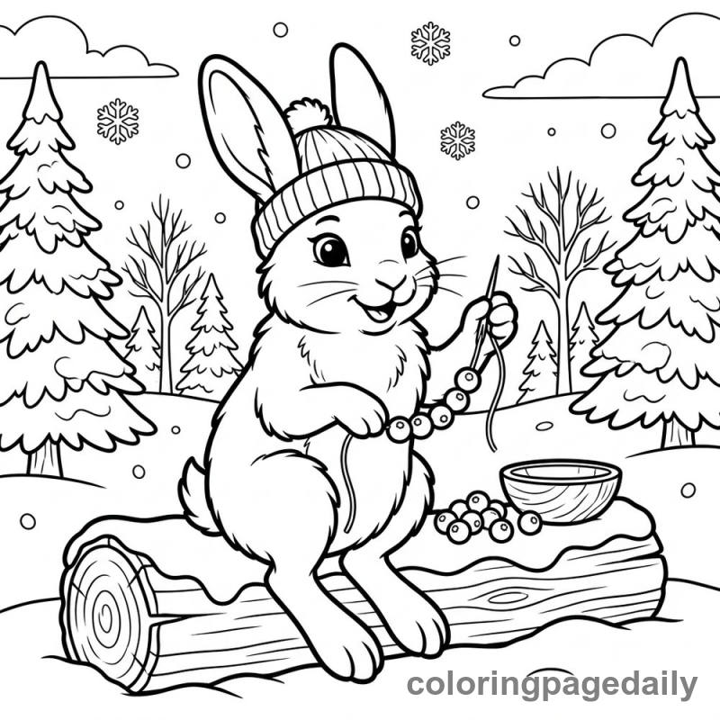 Arctic Hare Stringing Cranberries - Colored reference example