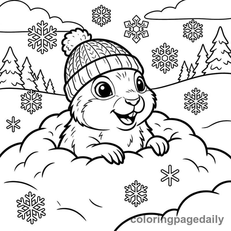 Arctic Squirrel In Snowdrift - Colored reference example