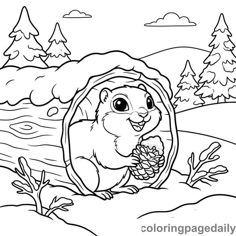 Arctic Squirrel In Snowy Log - Colored reference example