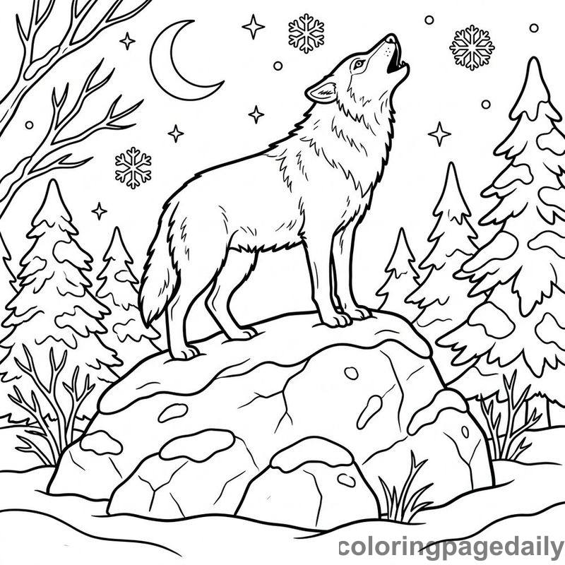 Arctic Wolf Howling Snow - Colored reference example