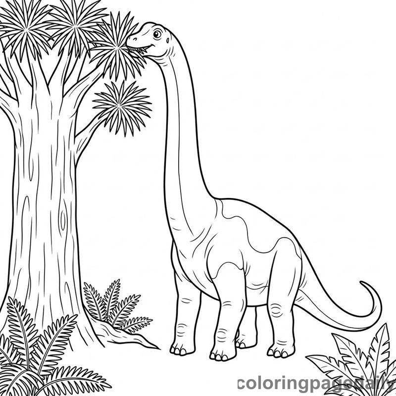 Argentinosaurus Reaching For Leaves - Daily printable coloring page in Dinosaur category