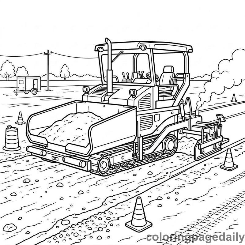 Asphalt Paver Machine Working - Colored reference example