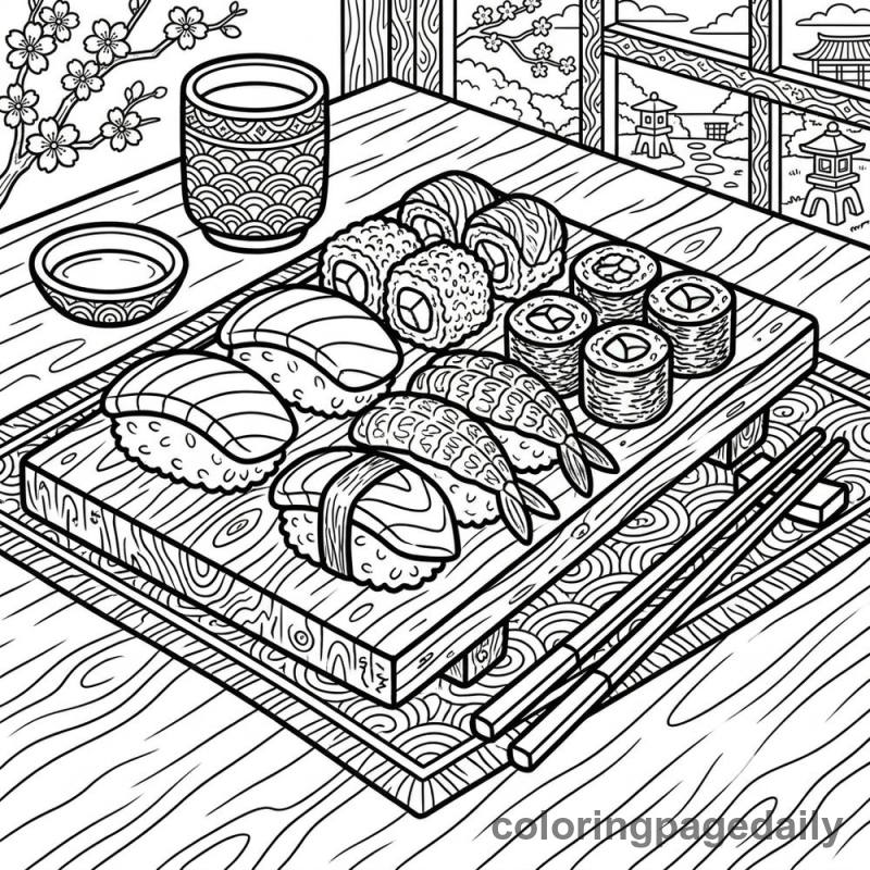 Assorted Sushi Platter - Colored reference example