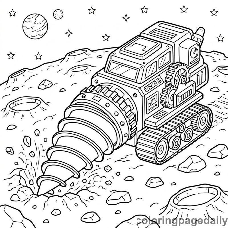 Asteroid Mining Drill Vehicle - Colored reference example