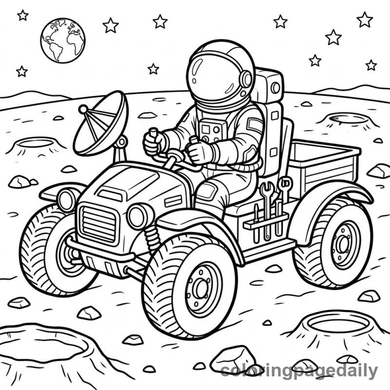 Astronaut Driving Buggy - Colored reference example