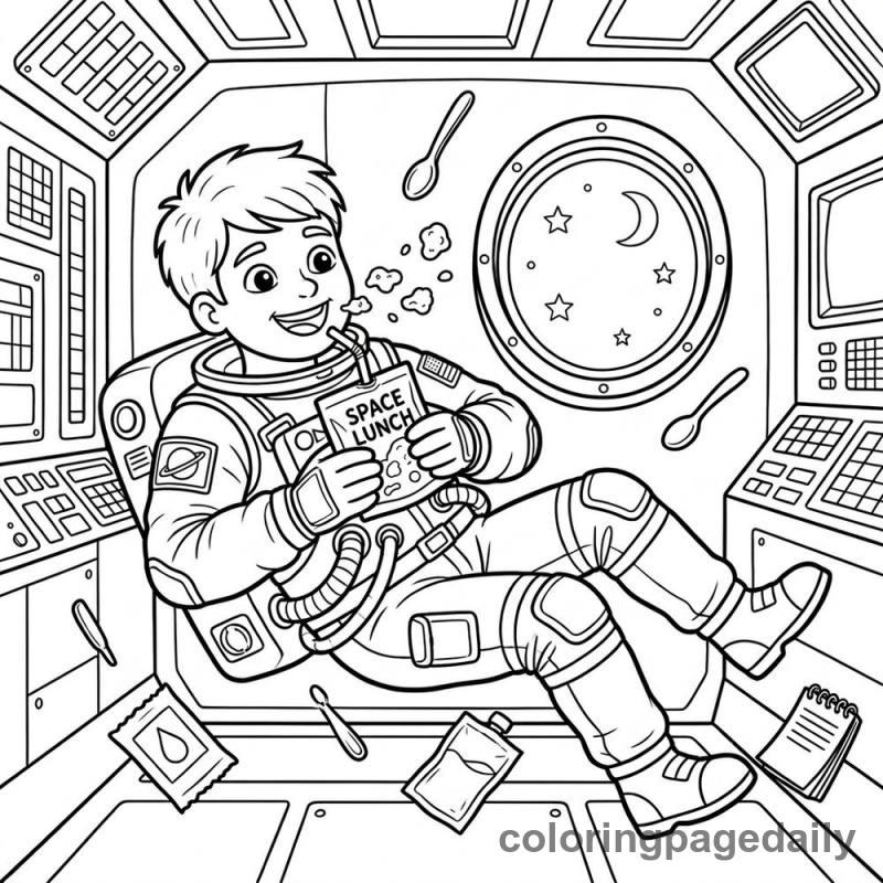Astronaut Eating In Space - Colored reference example