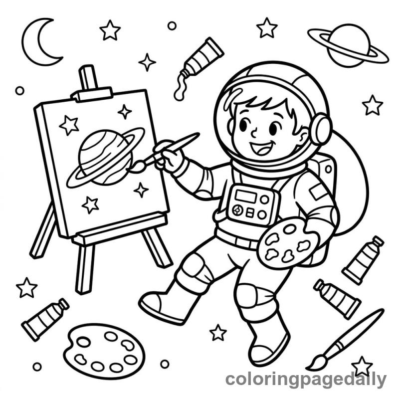 Astronaut Painting in Space - Colored reference example