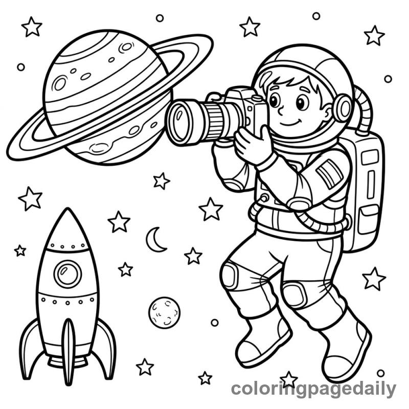 Commander Leo’s Galactic Snapshot - story illustration coloring page