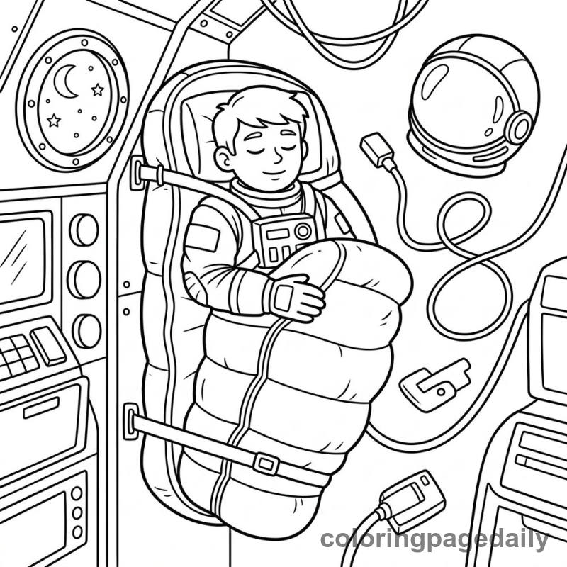 Astronaut Sleeping in Space - Colored reference example