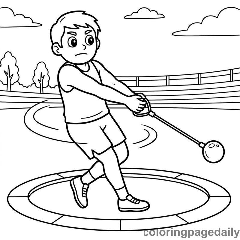 Athlete Hammer Throw Spin - Colored reference example