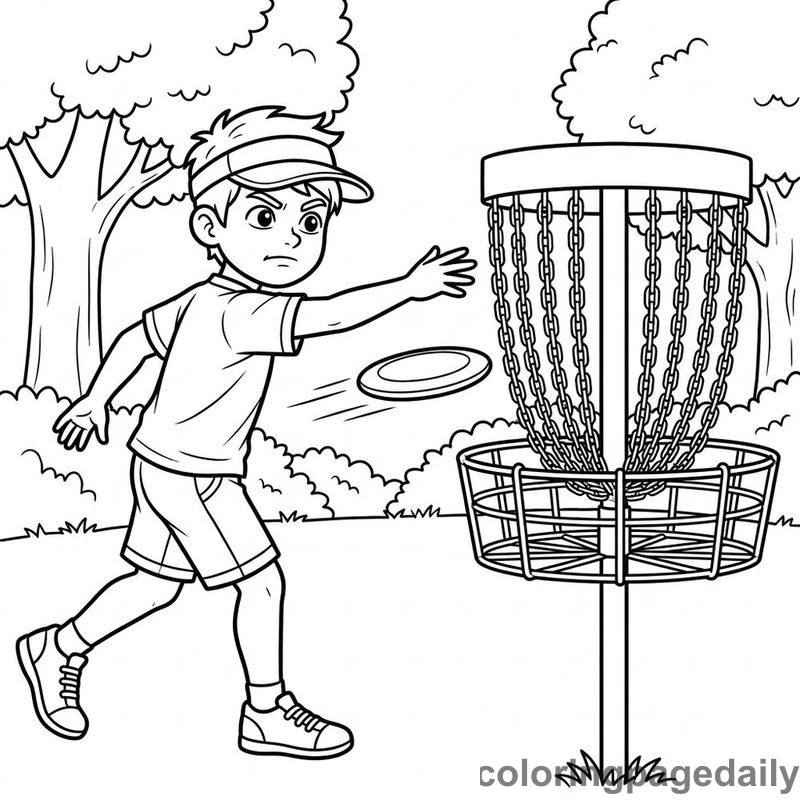 Athlete Playing Disc Golf - Colored reference example