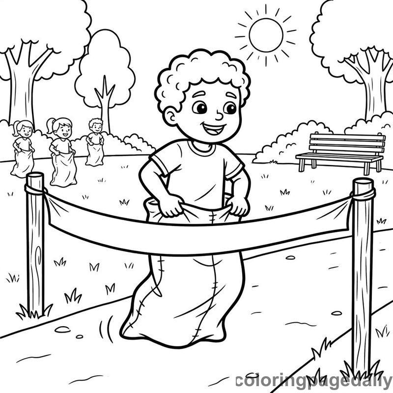 Athlete Potato Sack Race - Colored reference example