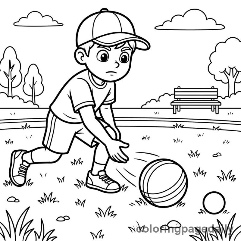 Athlete Rolling Bocce Ball - Colored reference example