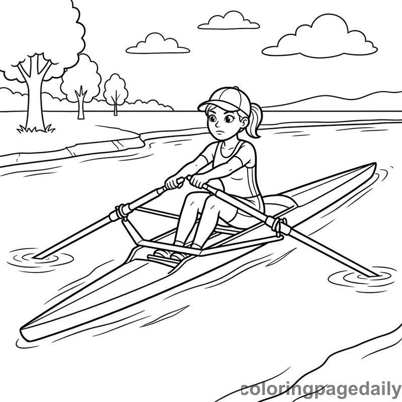 Athlete Rowing Scull Boat - Colored reference example
