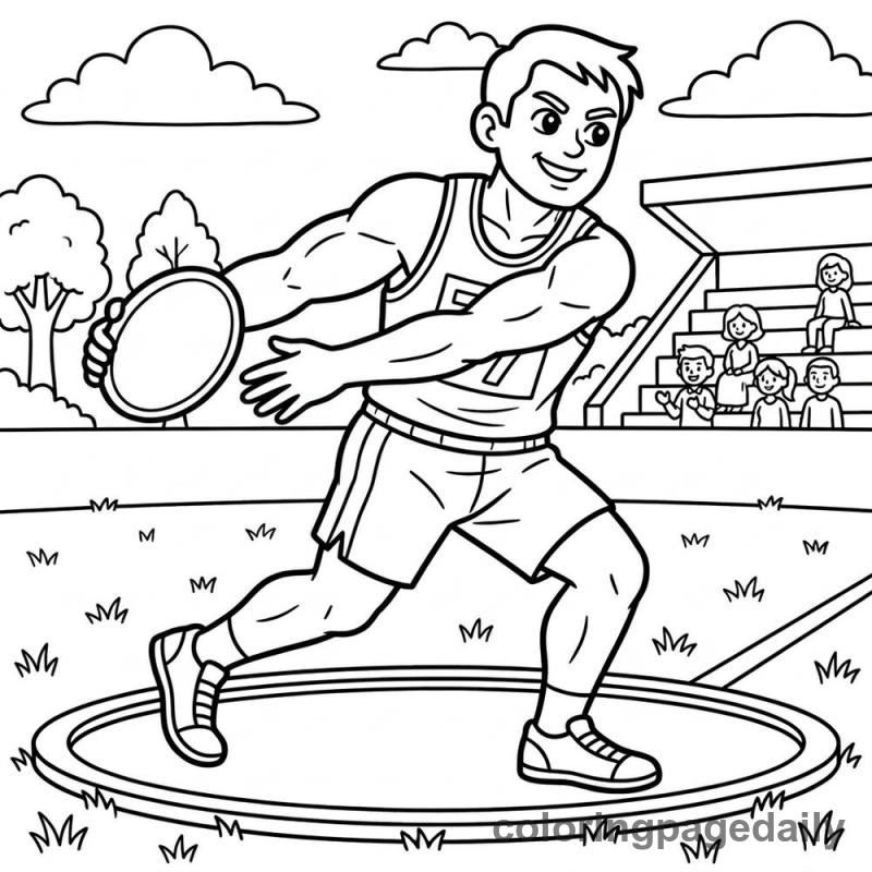 Athlete Throwing Discus - Colored reference example