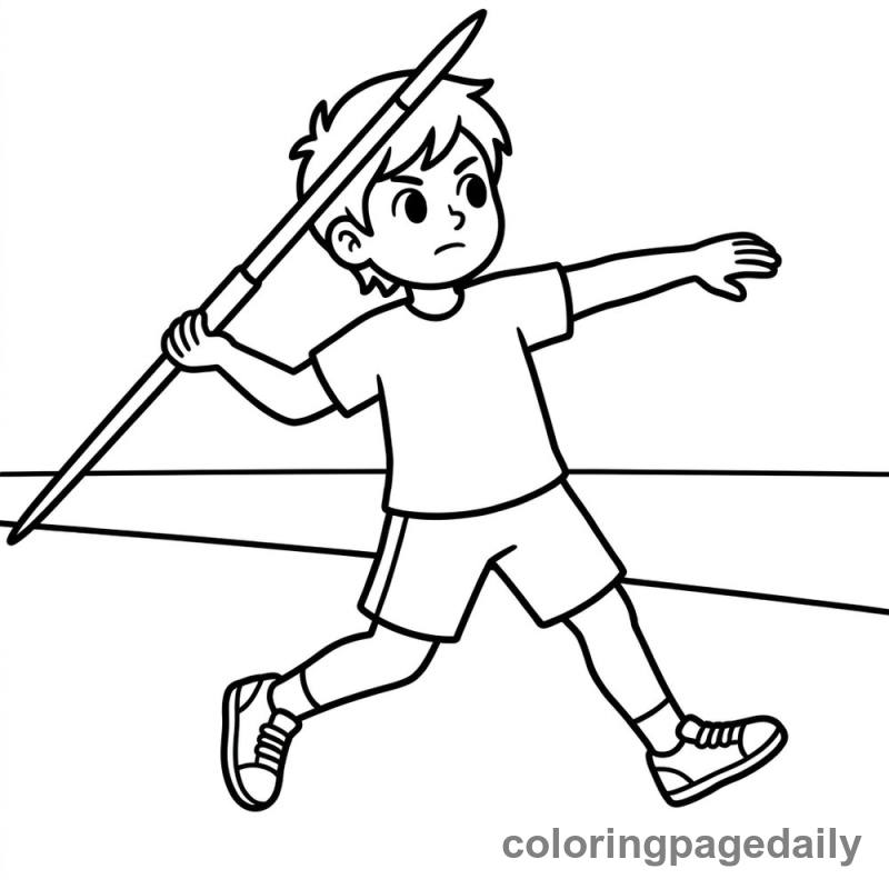 Athlete Throwing Javelin - Colored reference example