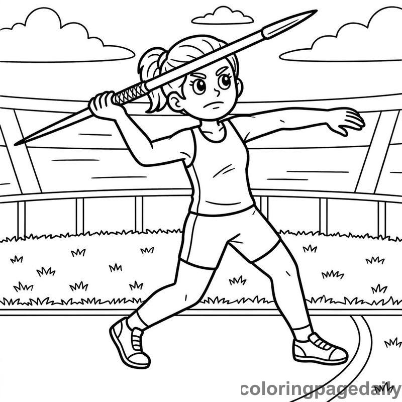 Athlete Throwing A Javelin - Colored reference example