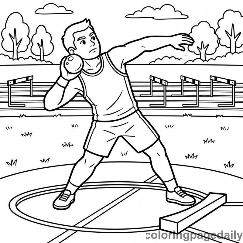 Athlete Throwing Shot Put - Colored reference example
