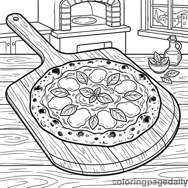 Authentic Italian Margherita Pizza - Daily printable coloring page in Food category