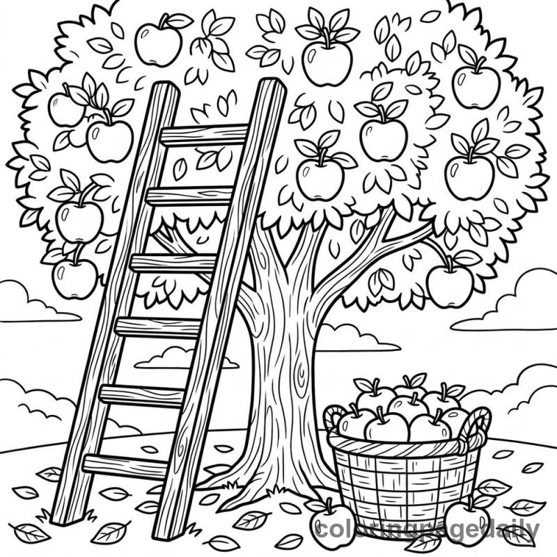 Autumn Apple Picking - Colored reference example