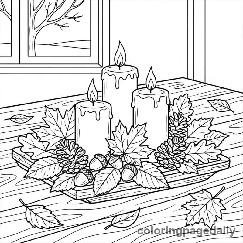 Autumn Candle Centerpiece - Colored reference example
