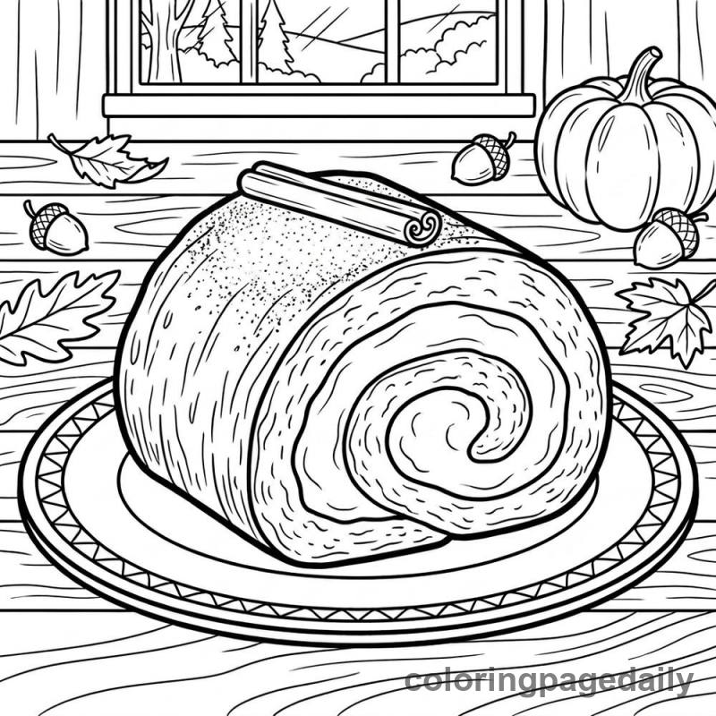 Autumn Pumpkin Roll Slice - Colored reference example