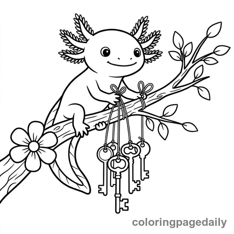 Axolotl Hanging Key Chime - Colored reference example