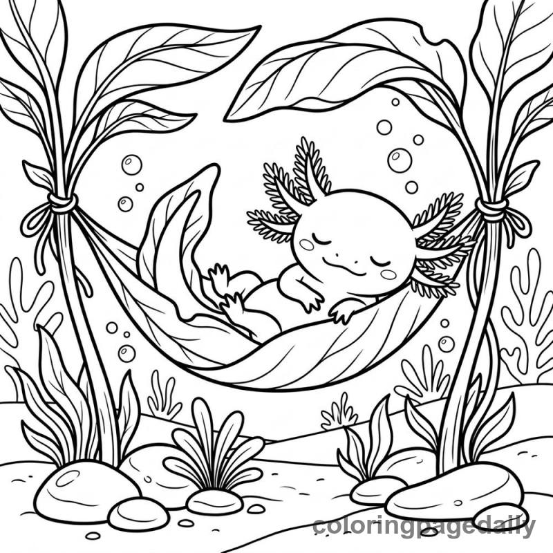 Axolotl Leaf Hammock Nap - Colored reference example