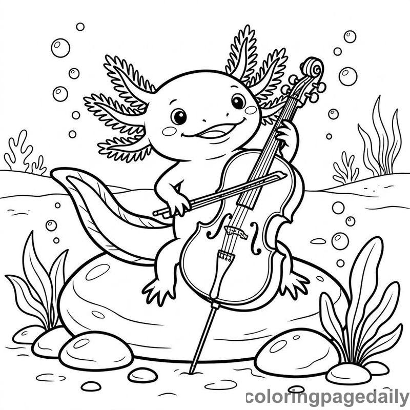 Axolotl Playing The Cello - Colored reference example