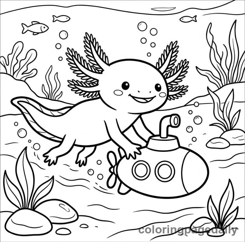Axolotl Toy Submarine - Colored reference example