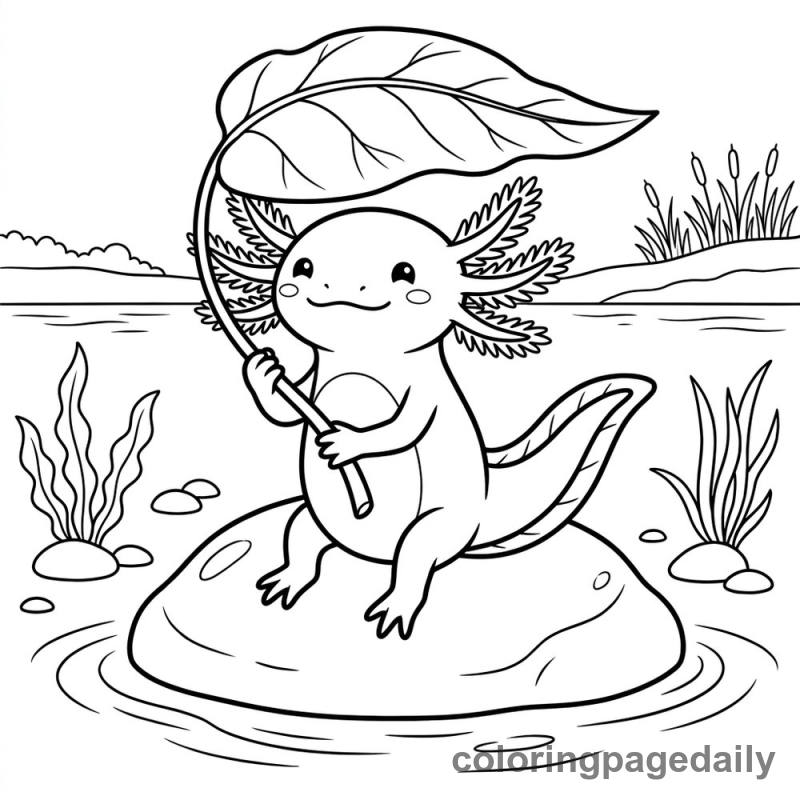 Axolotl Umbrella Fun - Colored reference example