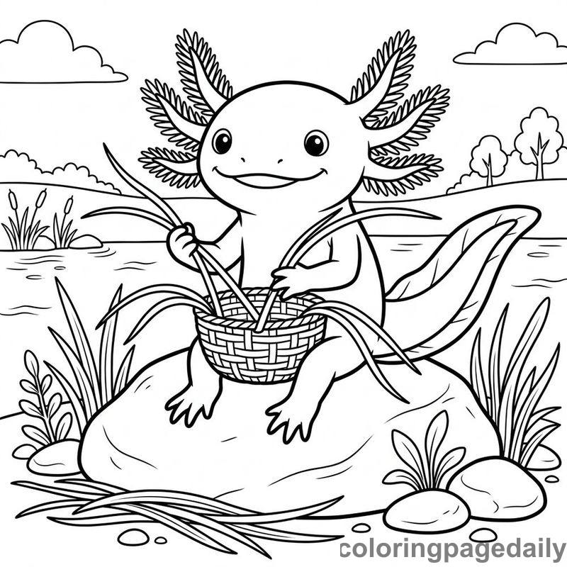 Axolotl Weaving Seagrass Basket - Colored reference example