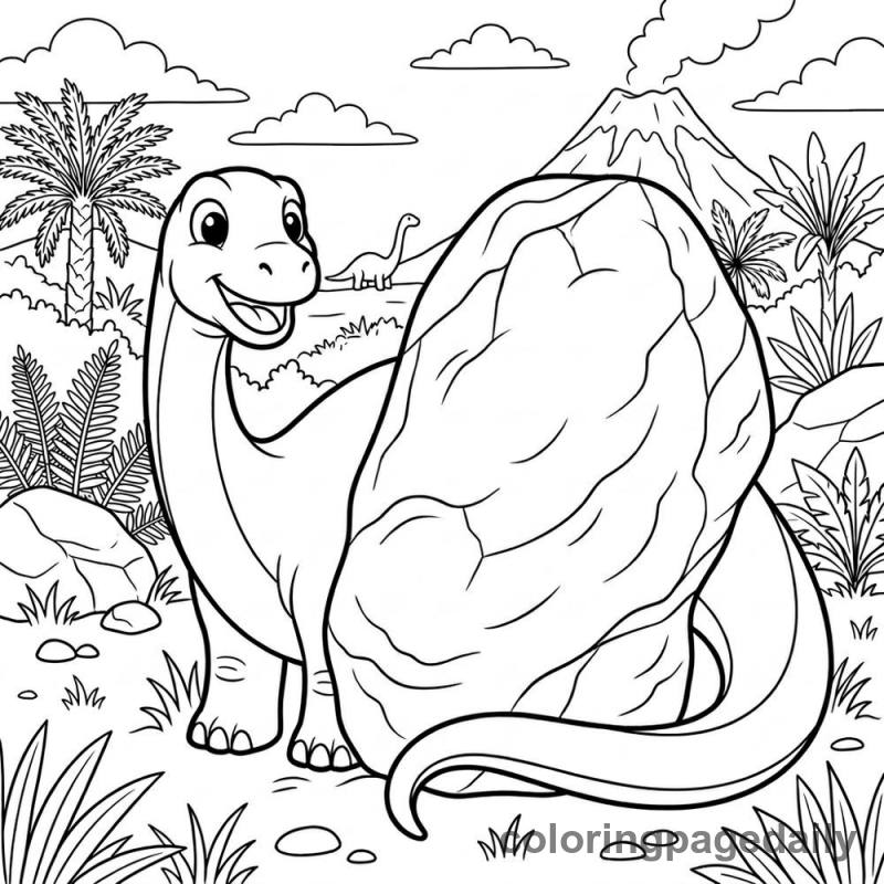 Baby Apatosaurus Hide and Seek - Daily printable coloring page in Dinosaur category