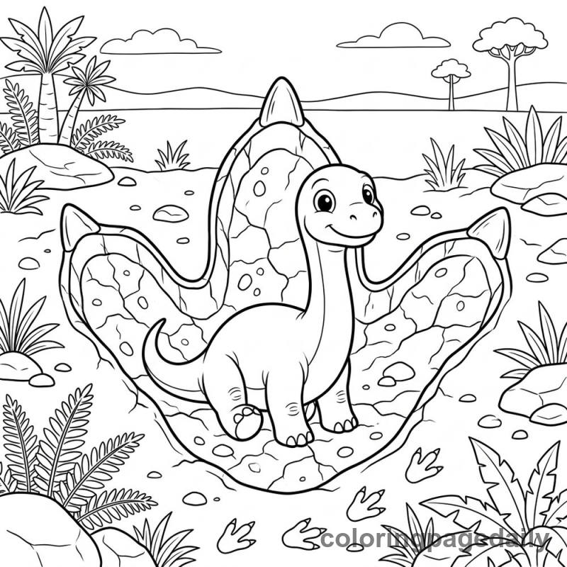 Baby Brachiosaurus Sitting - Colored reference example
