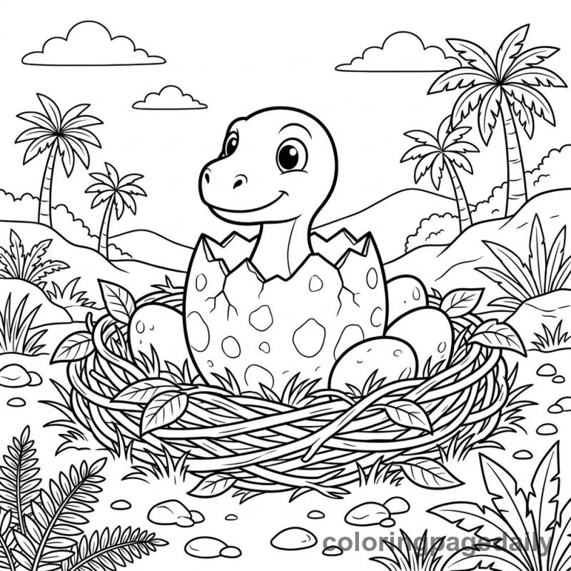 Baby Dinosaur Hatching Egg - Colored reference example
