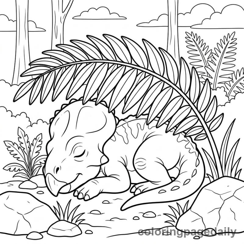 Baby Dinosaur Napping - Colored reference example