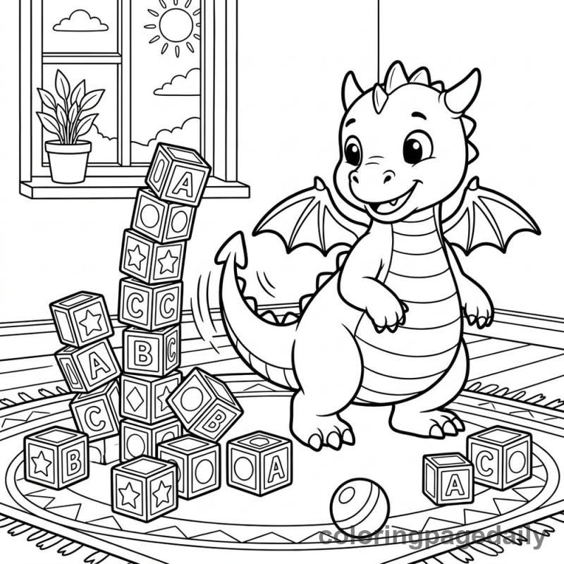 Baby Dragon Blocks - Colored reference example