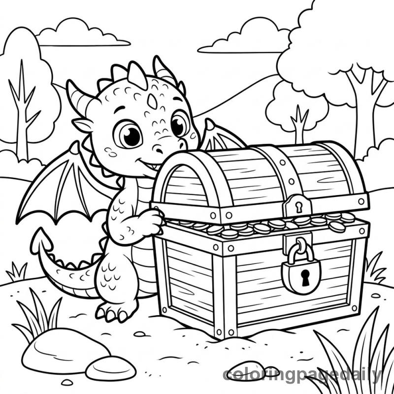 Baby Dragon Hide and Seek - Daily printable coloring page in Mythical Creature category
