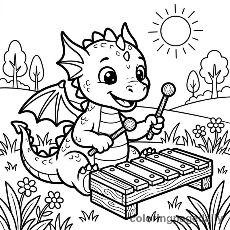 Baby Dragon Musical Fun - Colored reference example