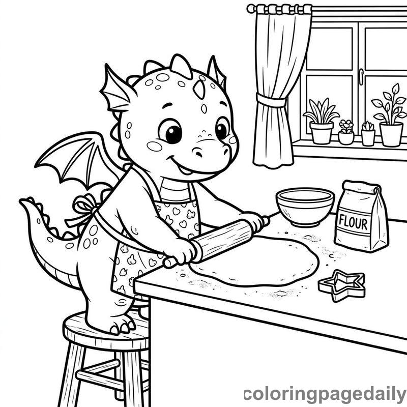 Baby Dragon Rolling Cookie Dough - Colored reference example