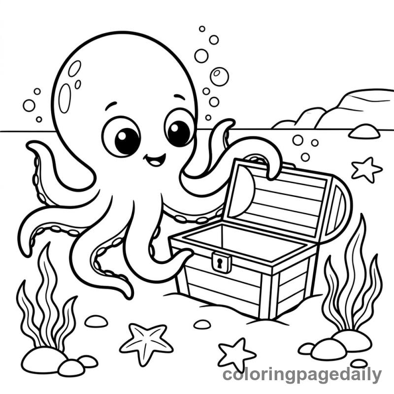 Baby Kraken's First Treasure - Colored reference example